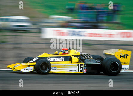 1977 Jean-Pierre Jabouille Renault RS01 Français britannique de Silverstone GP DNF GG Banque D'Images