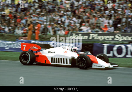 1984 Le Français Alain Prost McLaren MP4/2 Brands Hatch British GP DNF FL Banque D'Images