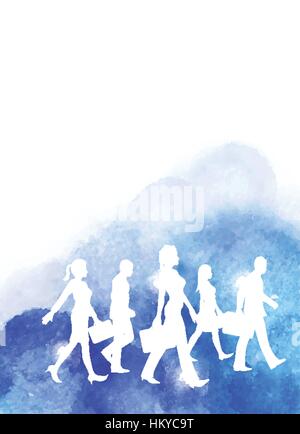 Un groupe de gens d'affaires à pied. Vector illustration à l'aquarelle. Illustration de Vecteur