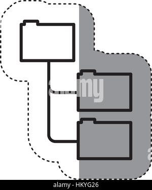Sticker silhouette organisés en dossiers line vector illustration Illustration de Vecteur