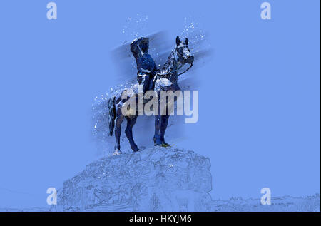 Amélioration de l'image numérique d'une statue d'un homme sur un cheval Banque D'Images
