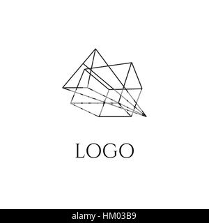 Logo linéaire géométrique abstraite en perspective. Illustration de Vecteur