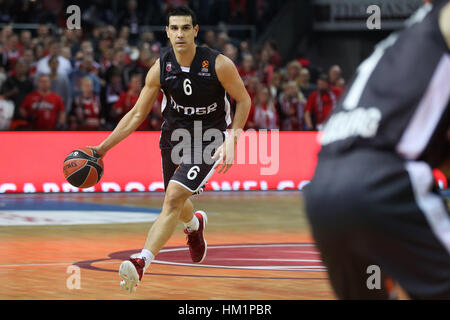 Nuremberg, Allemagne. 25 Jan, 2017. Bamberg's Nikolaos Zisis au cours de l'Euroligue de basket-ball match entre Brose Bamberg et Real Madrid dans l'Arène Nuremberg à Nuremberg, Allemagne, 25 janvier 2017. Photo : Daniel Karmann/dpa/Alamy Live News Banque D'Images