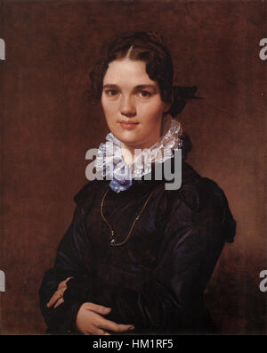 Ce portrait de Jean-Auguste-Dominique Ingres représente Mademoiselle Jeanne Suzanne Catherine Gonin, mettant en valeur le talent reconnu de l'artiste pour capturer des expressions faciales détaillées et une tenue élégante, typique de son style néoclassique. Le travail d’Ingres met en valeur la précision et le réalisme subtil dans la représentation de la noblesse et de la grâce du sujet. Banque D'Images