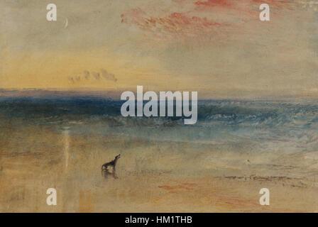 Cette peinture de Joseph Mallord William Turner met en valeur la maîtrise de la lumière et de la couleur par l’artiste. Connu pour ses paysages marins spectaculaires et ses paysages atmosphériques, le travail de Turner explore souvent la puissance et la beauté de la nature. Banque D'Images