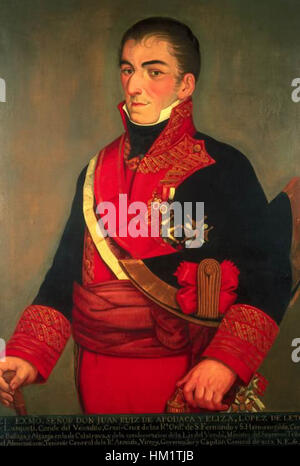 Cette œuvre de Juan Ruiz de Apodaca reflète son style artistique et son approche des thèmes historiques. Connu pour ses représentations complexes, les œuvres d'Apodaca mettent en valeur une fusion de l'influence classique et de son interprétation personnelle des sujets. Banque D'Images