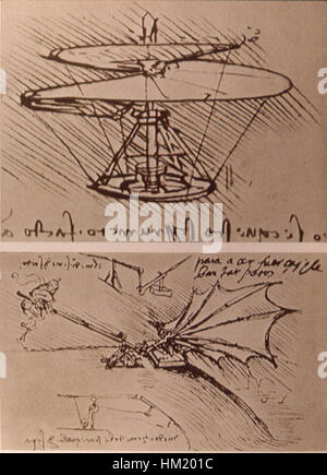 Léonard de Vinci et de l'hélicoptère aile de levage Banque D'Images