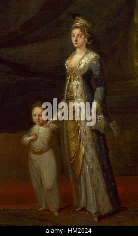 Lady Mary Wortley Montagu avec son fils Édouard par Jean Baptiste Vanmour Banque D'Images