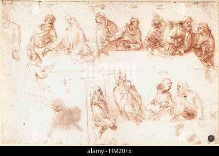 Léonard de Vinci, étude pour la Dernière Cène Banque D'Images
