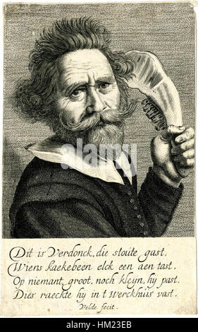 Ce portrait gravé par Jan van de Velde II est une reproduction d'une peinture de Frans Hals, représentant la figure de Verdonck. La gravure met en valeur le style distinctif de Hals et les techniques raffinées utilisées pour traduire la peinture en impression. Banque D'Images