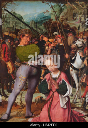 « Le martyre de Catherine » de Jan Provoost représente la mort tragique du saint, une scène riche en signification émotionnelle et religieuse. L'artiste capture le moment dramatique avec des détails complexes et des couleurs vives. Banque D'Images