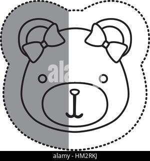 Sticker contour monochrome avec femelle ours tête et mi ombre vector illustration Illustration de Vecteur