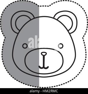 Sticker contour monochrome avec teddy bear head et moyen d'illustration vectorielle de l'ombre Illustration de Vecteur