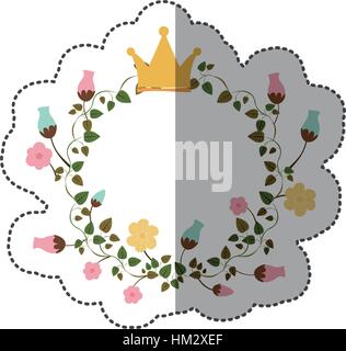 Sticker ornement coloré de plantes grimpantes à fleurs avec couronne vector illustration Illustration de Vecteur