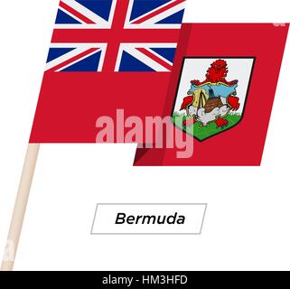 Ruban Bermudes Waving Flag isolé sur blanc. Vector Illustration. Illustration de Vecteur