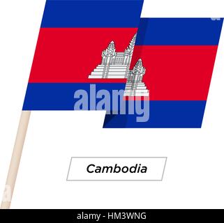 Cambodge Waving Flag Ruban isolé sur blanc. Vector Illustration. Illustration de Vecteur