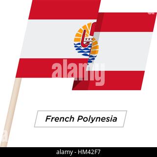 Polynésie Française Waving Flag Ruban isolé sur blanc. Vector Illustration. Illustration de Vecteur