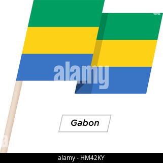 Le Gabon Waving Flag Ruban isolé sur blanc. Vector Illustration. Illustration de Vecteur