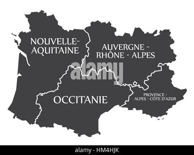 Nouvelle - Aquitaine - Occitanie - Auvergne - Provence Site France illustration Illustration de Vecteur