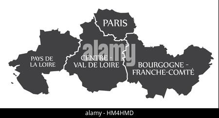 Les pays de la loire - Centre - Paris - Bourgogne - Franche Comte Site France illustration Illustration de Vecteur
