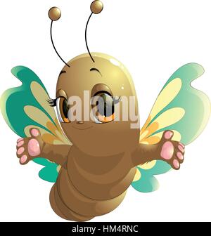 Mignon papillon joyeux Illustration de Vecteur