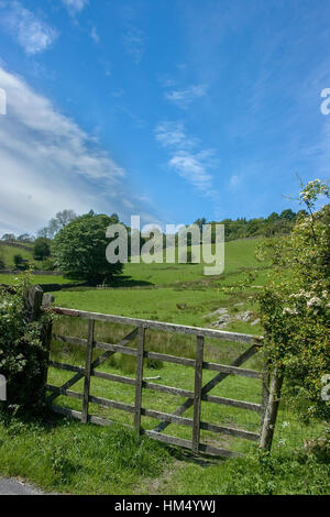 Un cinq-bar gate, Lake District, Cumbria england Banque D'Images