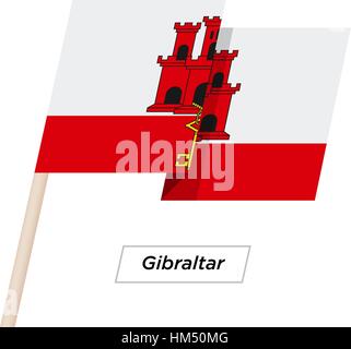 Gibraltar Waving Flag Ruban isolé sur blanc. Vector Illustration. Illustration de Vecteur
