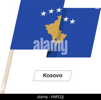 Ruban Kosovo Waving Flag isolé sur blanc. Vector Illustration. Illustration de Vecteur