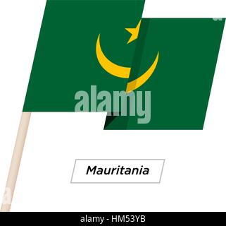 La Mauritanie Waving Flag Ruban isolé sur blanc. Vector Illustration. Illustration de Vecteur