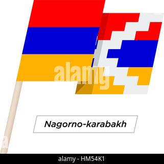 Le Haut-karabakh Ruban Sharp Waving Flag isolé sur blanc. Vector Illustration. Illustration de Vecteur