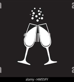 Verres à champagne vector silhouettes Illustration de Vecteur