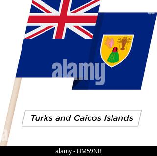 Îles Turques et Caïques Waving Flag Ruban isolé sur blanc. Vector Illustration. Illustration de Vecteur