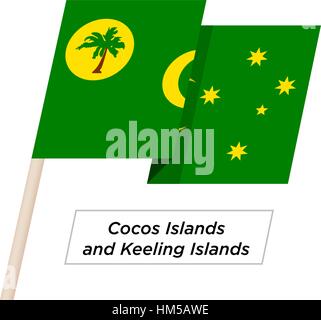 Îles Cocos Îles Keeling et Waving Flag Ruban isolé sur blanc. Vector Illustration. Illustration de Vecteur