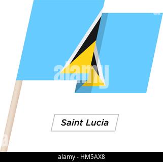 Saint Lucia Waving Flag Ruban isolé sur blanc. Vector Illustration. Illustration de Vecteur