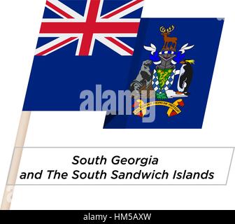 Géorgie du Sud et Îles Sandwich du Sud Waving Flag Ruban isolé sur blanc. Vector Illustration. Illustration de Vecteur