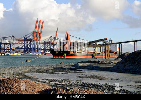 Chargement de charbon dans le port de Rotterdam. Banque D'Images