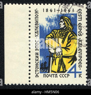 Un timbre-poste imprimé en URSS montre l'Estonien Kalevipoeg EPIC, 1990 Banque D'Images