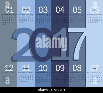 Couleur denim moderne de modèle 2017 calendrier. Illustration de Vecteur