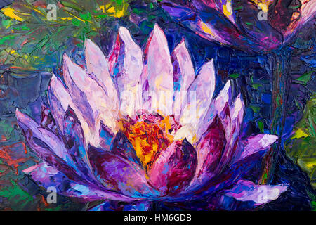 Peinture à l'huile de la belle fleur de lotus Banque D'Images