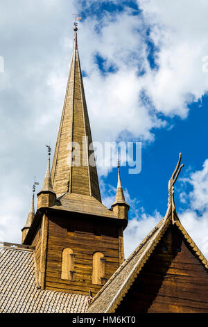 Église à Lom, province de l'Oppland, Norvège du sud Banque D'Images