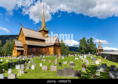 Église à Lom, province de l'Oppland, Norvège du sud Banque D'Images