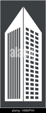 Bâtiment avec contour fait ligne supérieure de droit autocollant Illustration de Vecteur