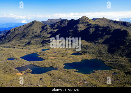 Lacs Las Morenas vu du sommet du Mont Chirripó, Costa Rica - la plus haute montagne de 3820m. Parc National Chirripó, Costa Rica. Banque D'Images