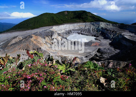 Cratère du volcan Poas, Alajuela, Costa Rica Banque D'Images