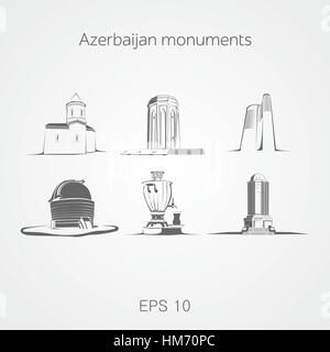 Monuments historiques de l'Azerbaïdjan. Illustration de Vecteur