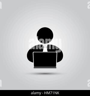 Les gens avec l'ordinateur, l'icône d'ordinateur portable avec personne. L'une des icônes web set Illustration de Vecteur