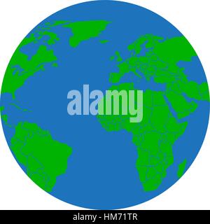 Globe terrestre de la terre isolé sur fond blanc. L'icône de la planète terre plate. Vector illustration. Illustration de Vecteur