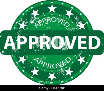 Approuvé green stamp avec grunge sur un fond blanc Illustration de Vecteur