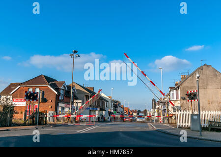 Le passage à niveau de la station West Worthing Banque D'Images