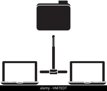 Centre de données documents partagés noir liés, vector illustration Illustration de Vecteur